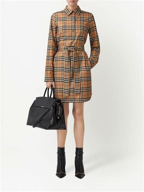 burberry check cotton tie waist shirt dress|Burberry nova check shirt.